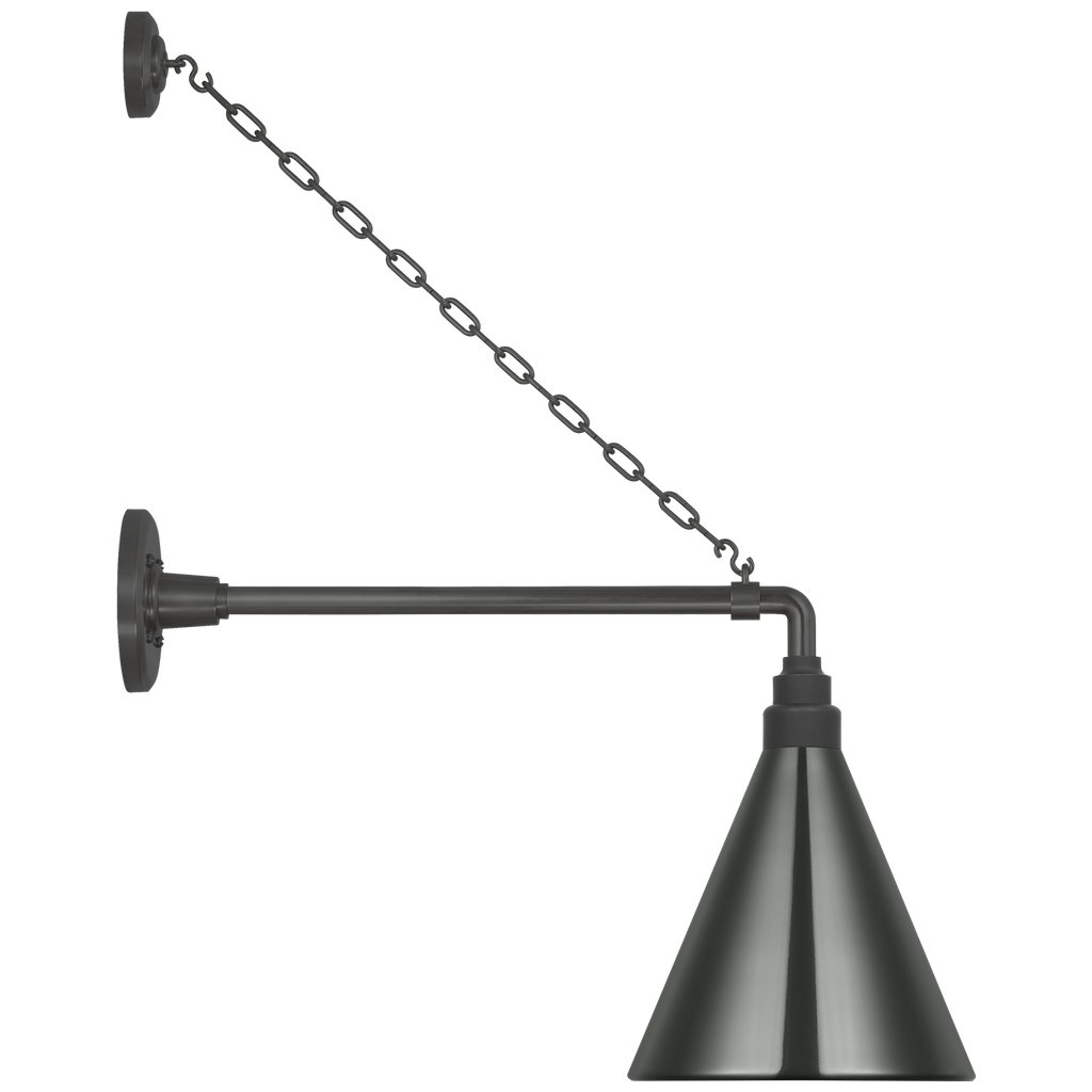 Academy 17.5" Anchored Mack Barn Light | Matte Black | 9 | 9" Green Conical Savannah Shade