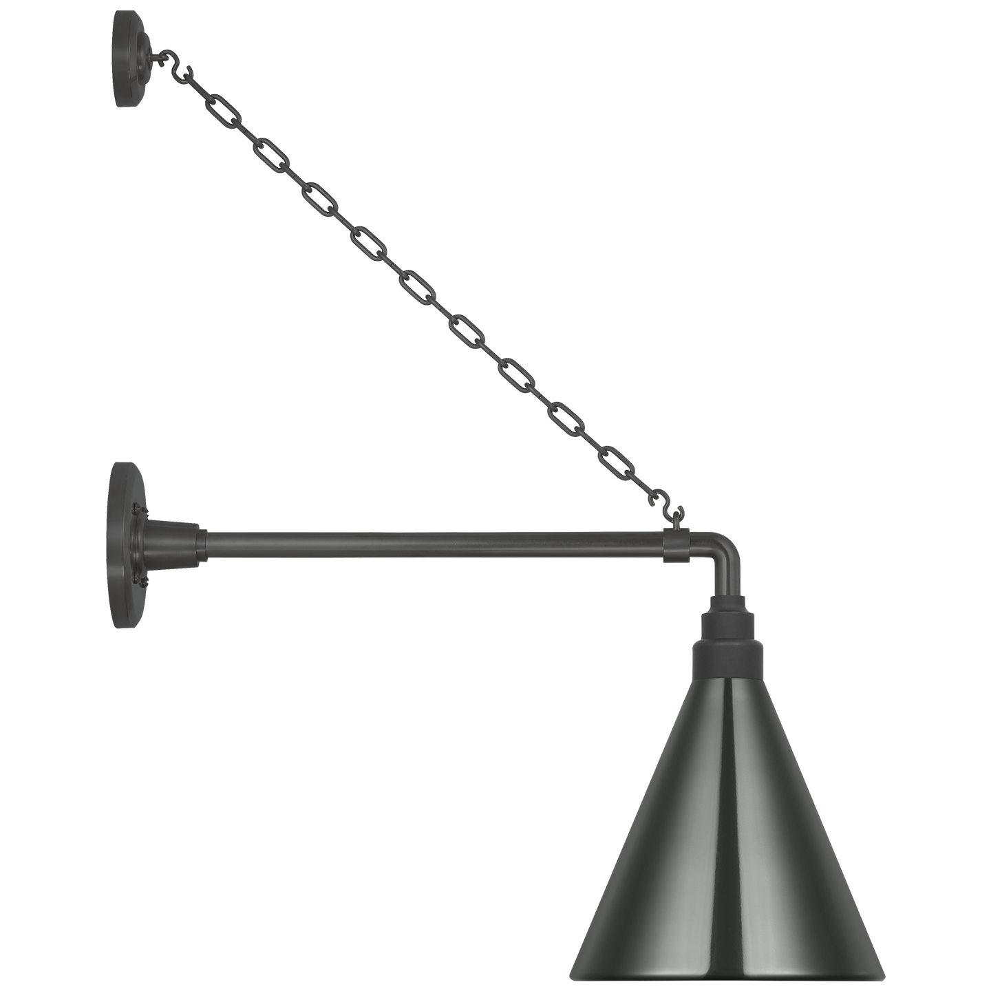 Academy 17.5" Anchored Mack Barn Light | Matte Black | 9 | 9" Green Conical Savannah Shade