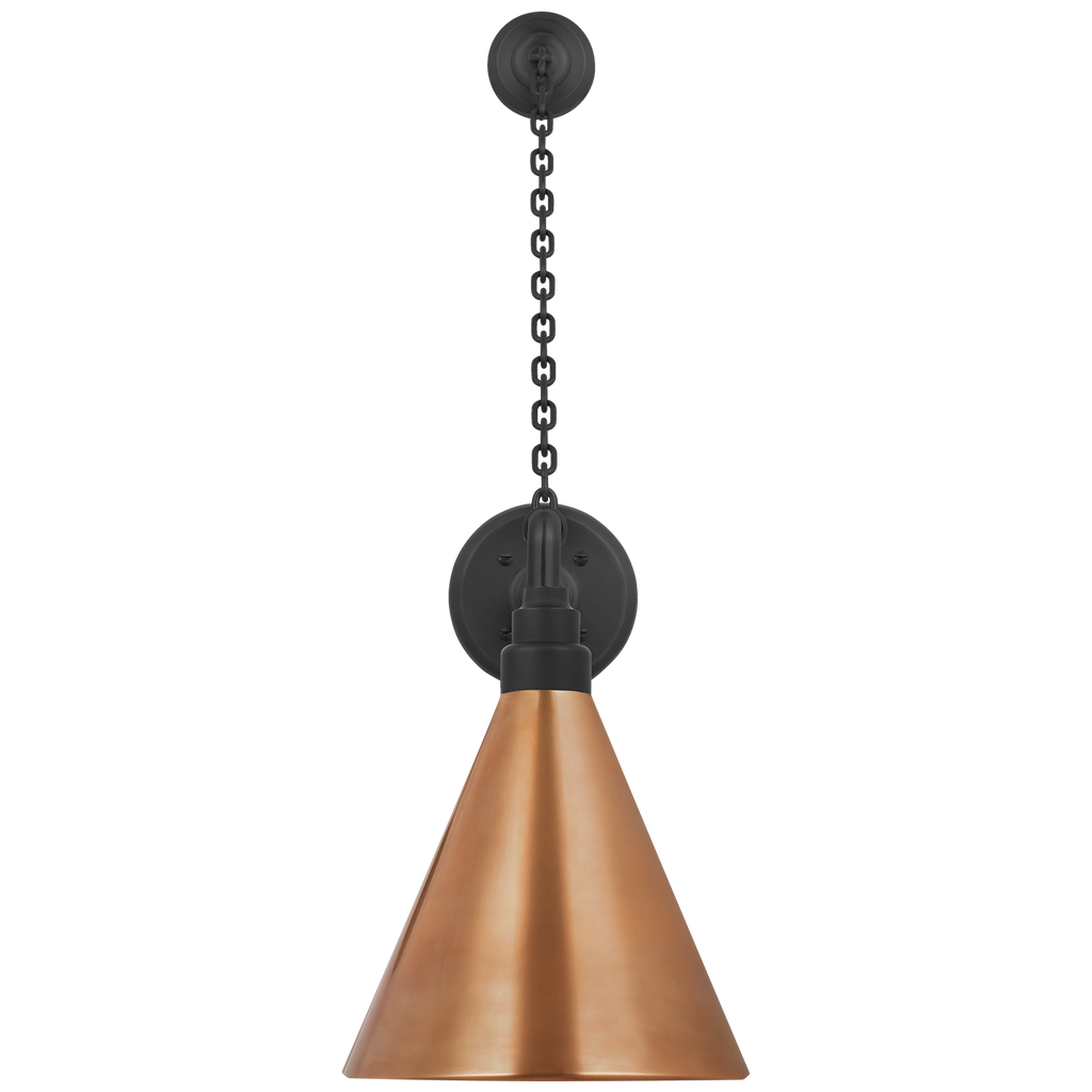 Academy 17.5" Anchored Mack Barn Light | Matte Black | 9 | 9" Soft Copper Conical Savannah Shade