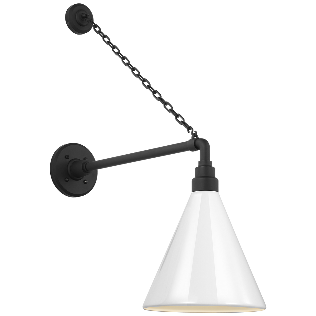 Academy 17.5" Anchored Mack Barn Light | Matte Black | 9 | 9" White Conical Savannah Shade