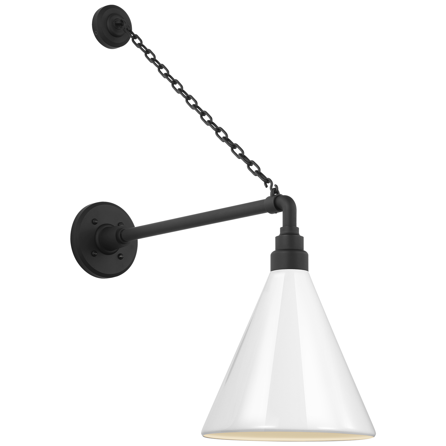 Academy 17.5" Anchored Mack Barn Light | Matte Black | 9 | 9" White Conical Savannah Shade