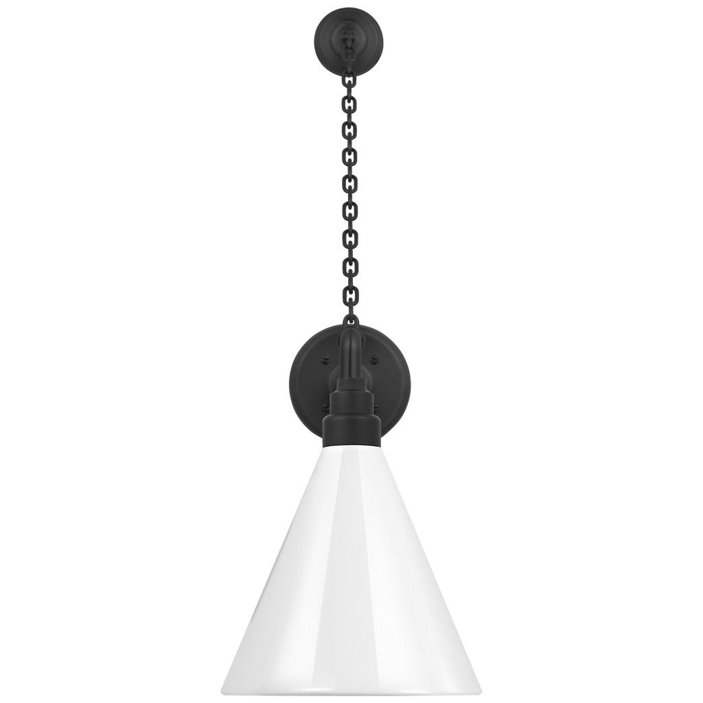Academy 17.5" Anchored Mack Barn Light | Matte Black | 9 | 9" White Conical Savannah Shade