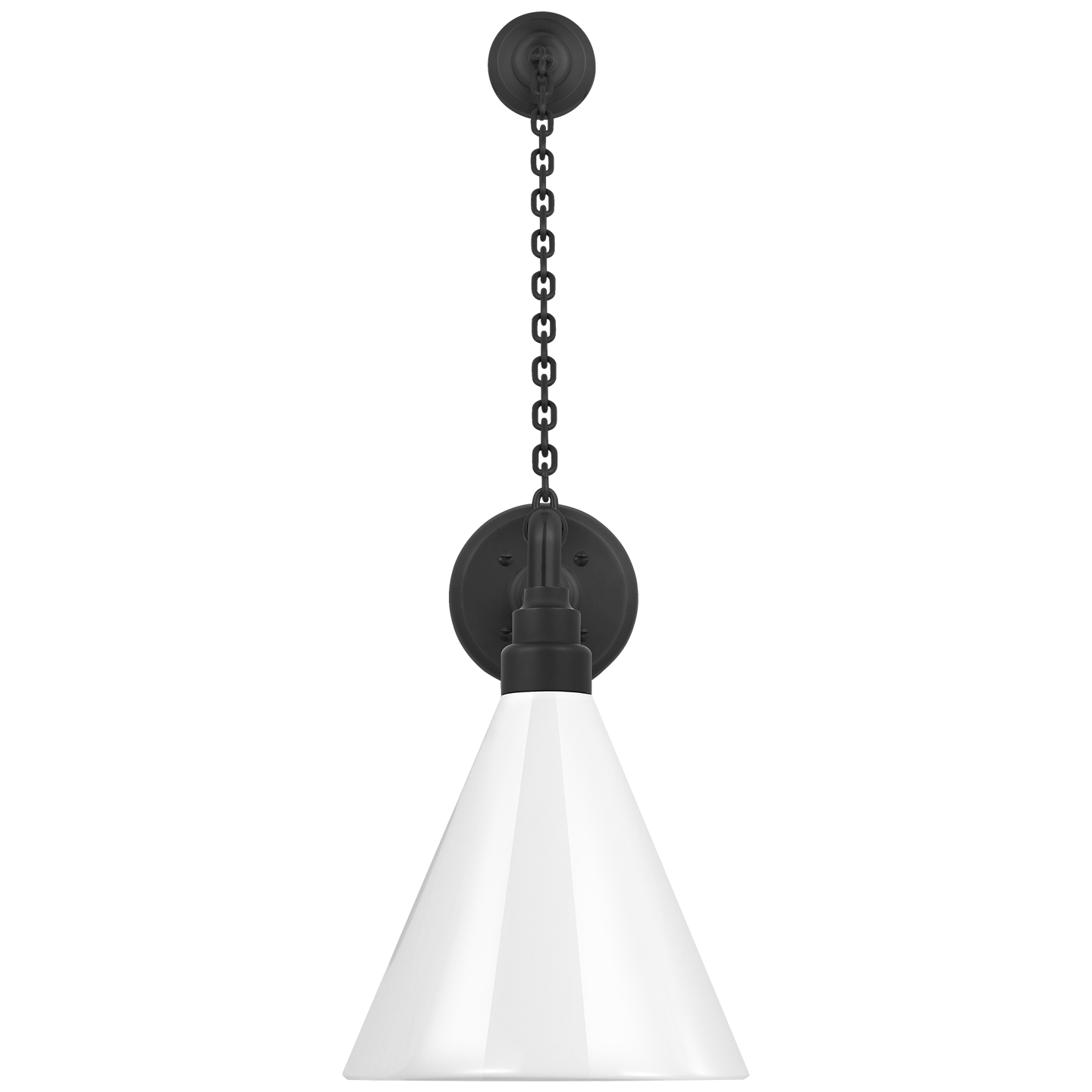 Academy 17.5" Anchored Mack Barn Light | Matte Black | 9 | 9" White Conical Savannah Shade