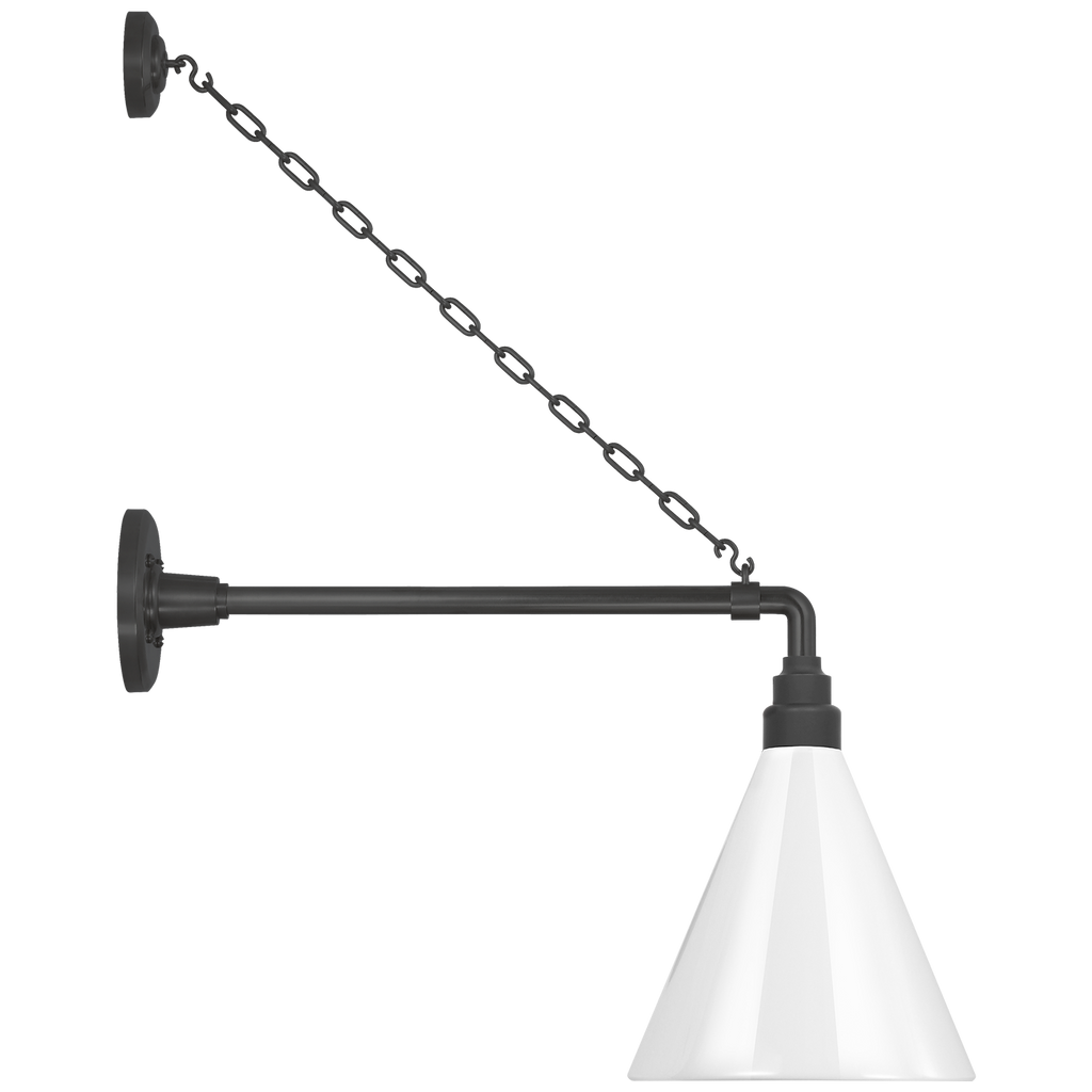 Academy 17.5" Anchored Mack Barn Light | Matte Black | 9 | 9" White Conical Savannah Shade