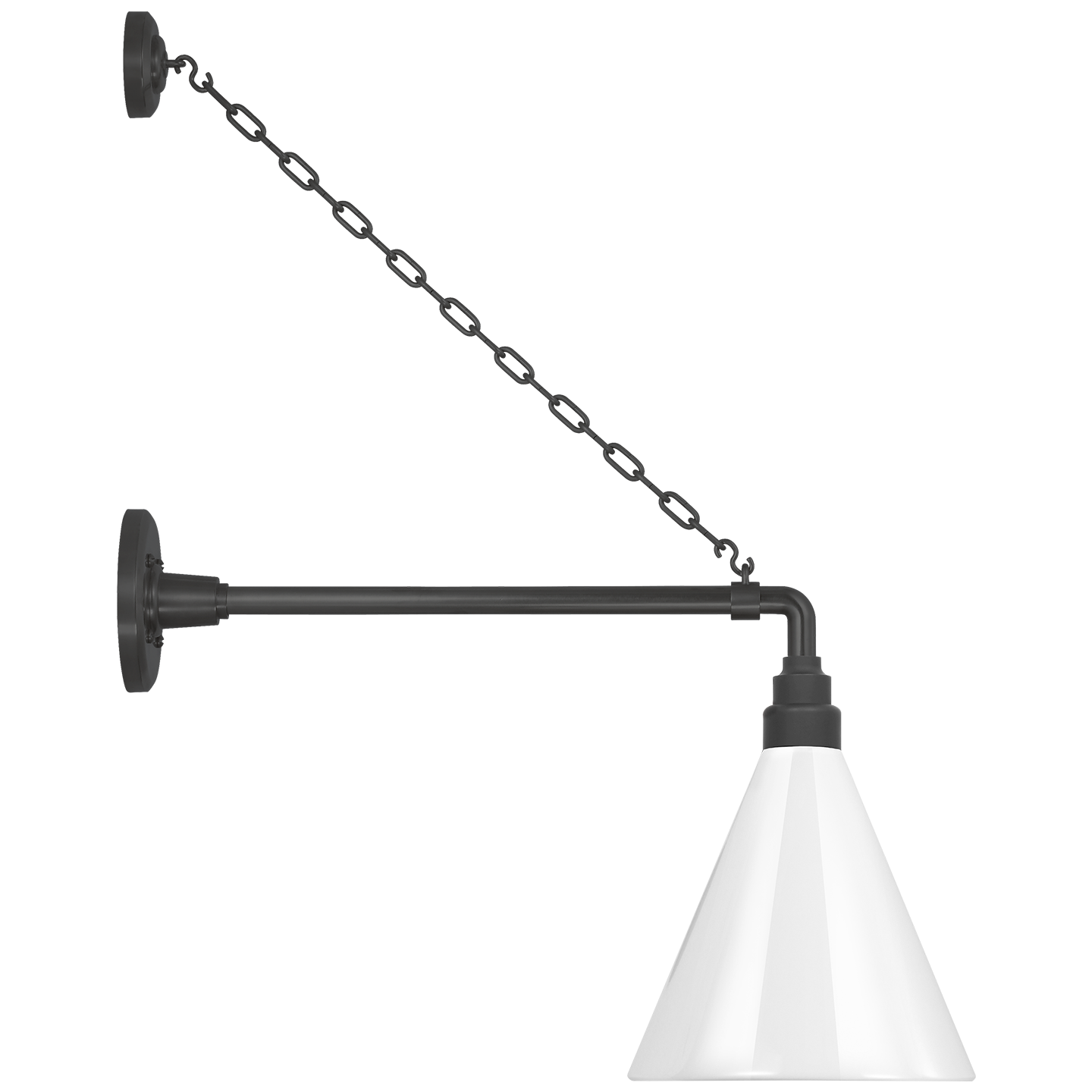 Academy 17.5" Anchored Mack Barn Light | Matte Black | 9 | 9" White Conical Savannah Shade