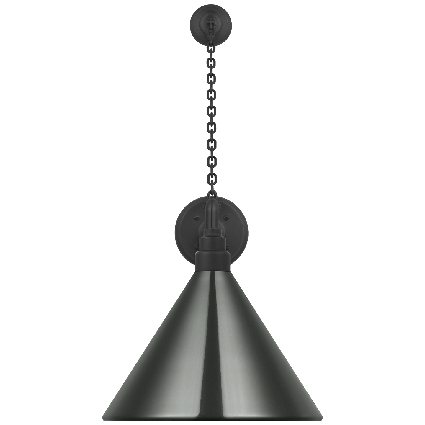 Academy 17.5" Anchored Mack Barn Light | Matte Black | 12.5 | 12.5" Green Conical Savannah Shade