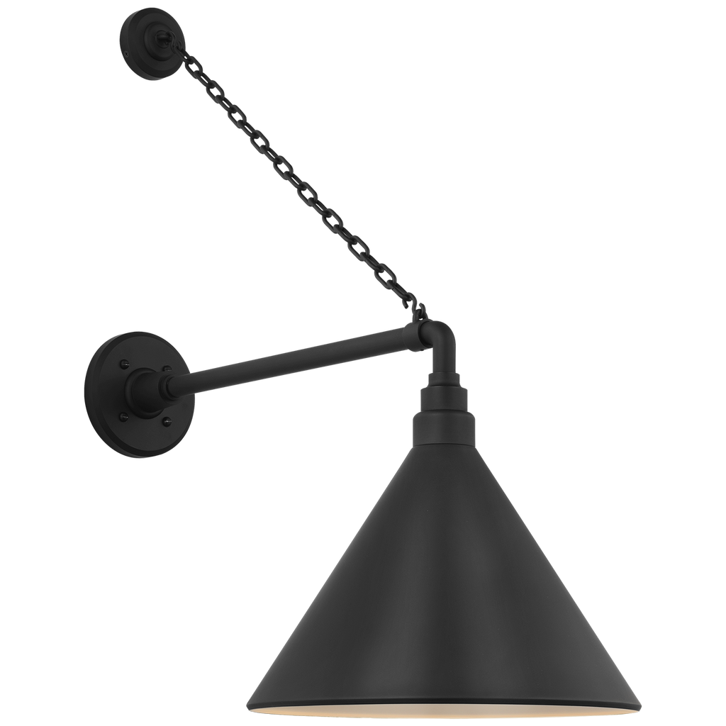 Academy 17.5" Anchored Mack Barn Light | Matte Black | 12.5 | 12.5" Matte Black Conical Savannah Shade