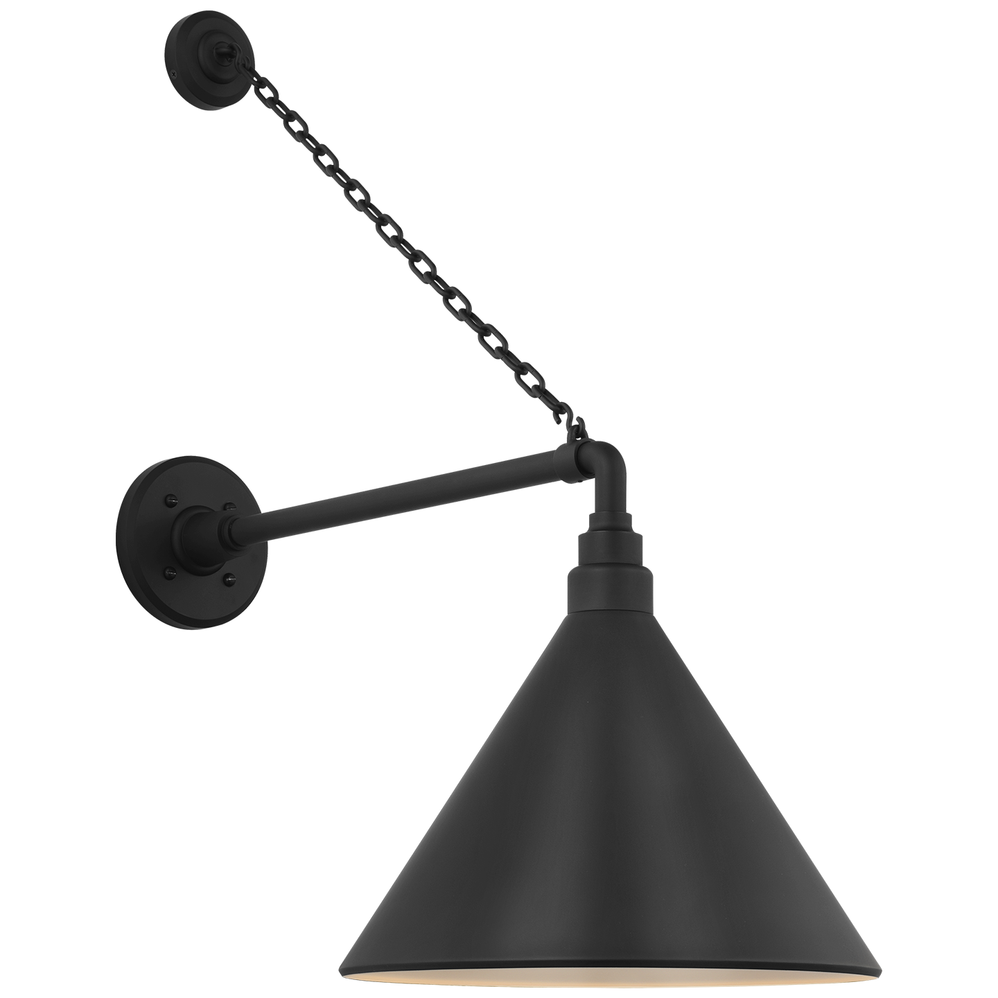 Academy 17.5" Anchored Mack Barn Light | Matte Black | 12.5 | 12.5" Matte Black Conical Savannah Shade