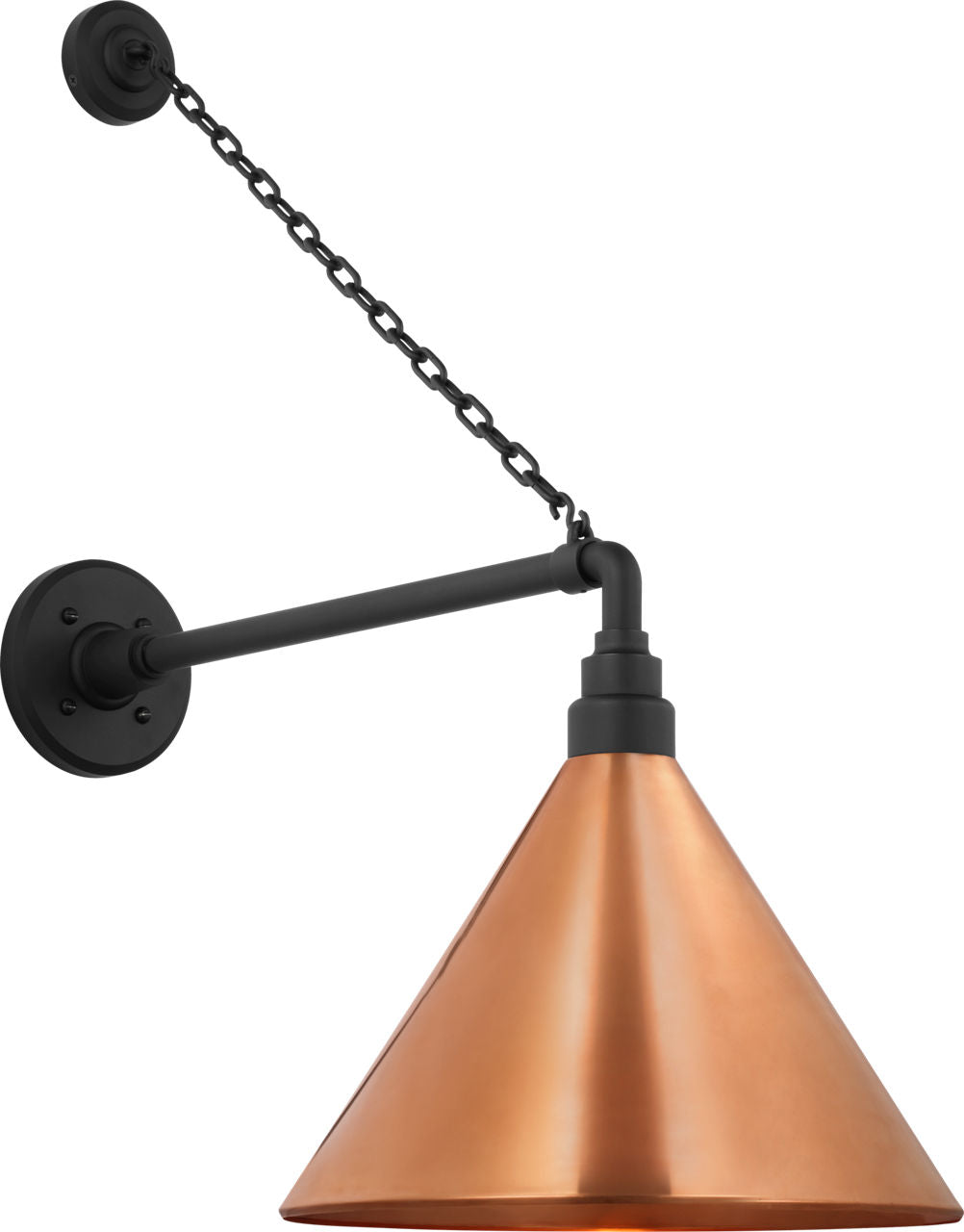 Academy 17.5" Anchored Mack Barn Light | Matte Black | 12.5 | 12.5" Soft Copper Conical Savannah Shade