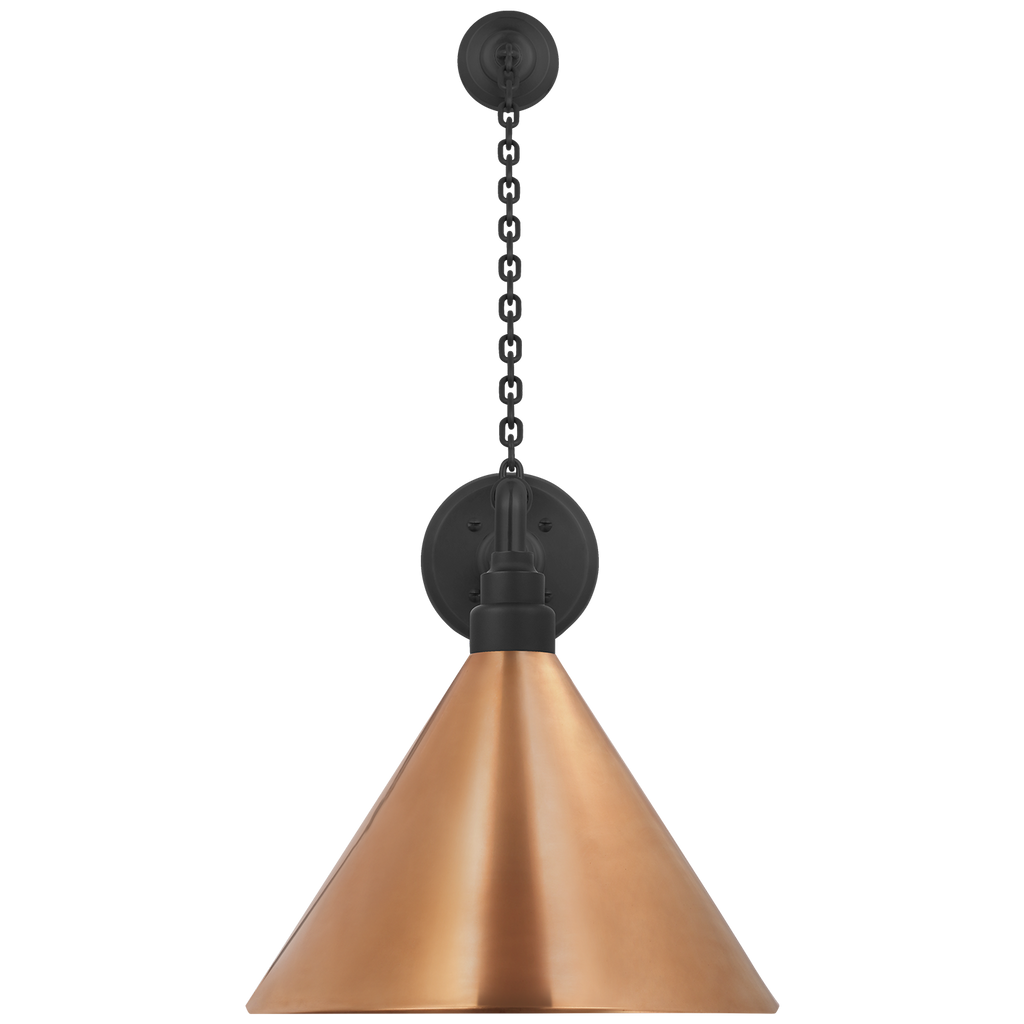 Academy 17.5" Anchored Mack Barn Light | Matte Black | 12.5 | 12.5" Soft Copper Conical Savannah Shade