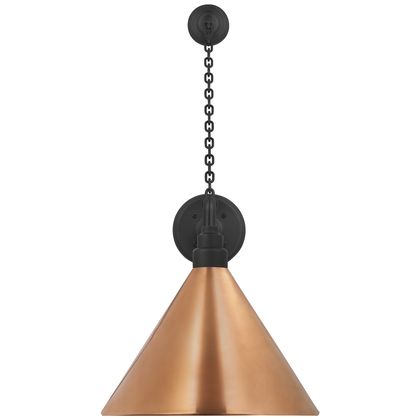 Academy 17.5" Anchored Mack Barn Light | Matte Black | 12.5 | 12.5" Soft Copper Conical Savannah Shade