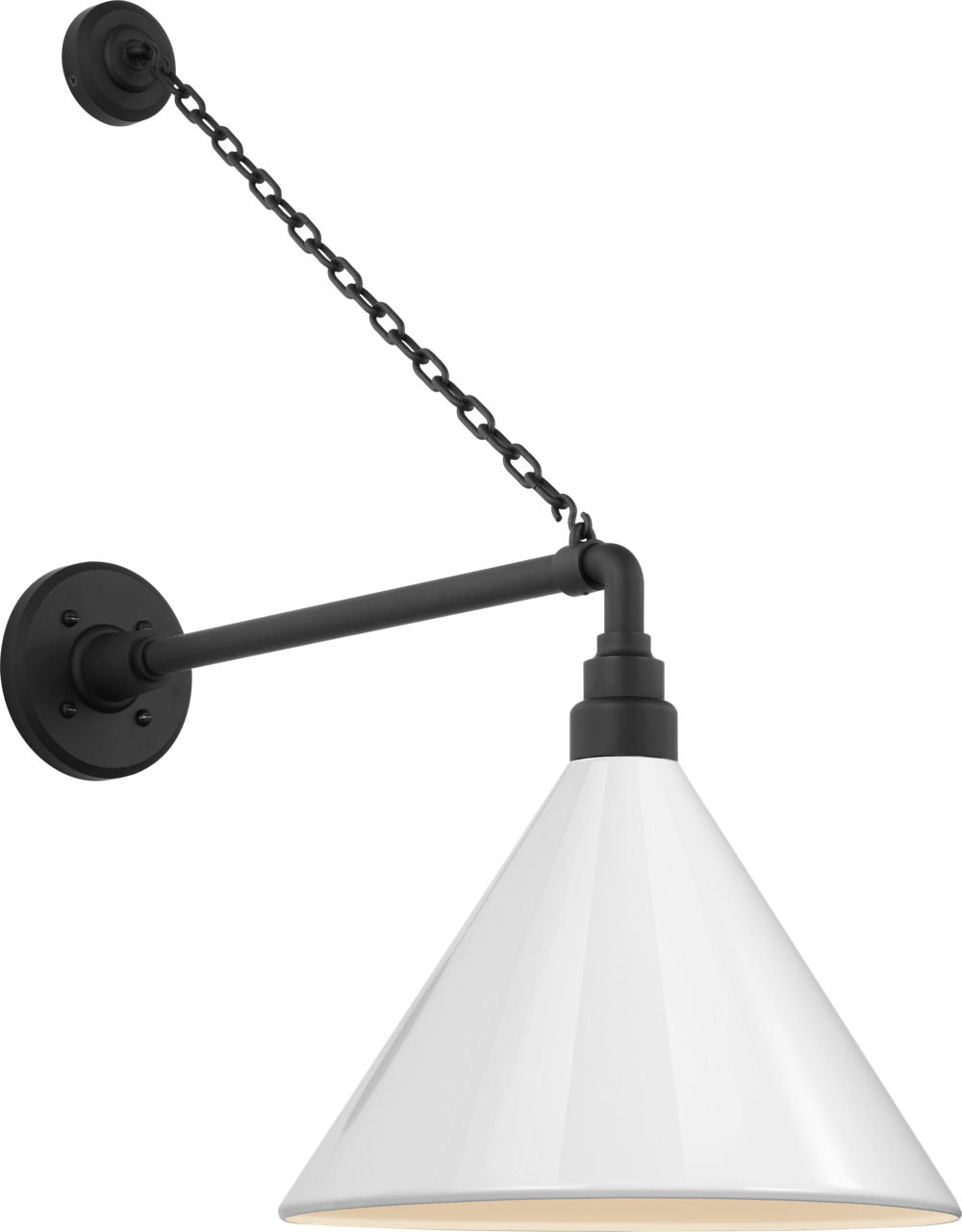 Academy 17.5" Anchored Mack Barn Light | Matte Black | 12.5 | 12.5" White Conical Savannah Shade