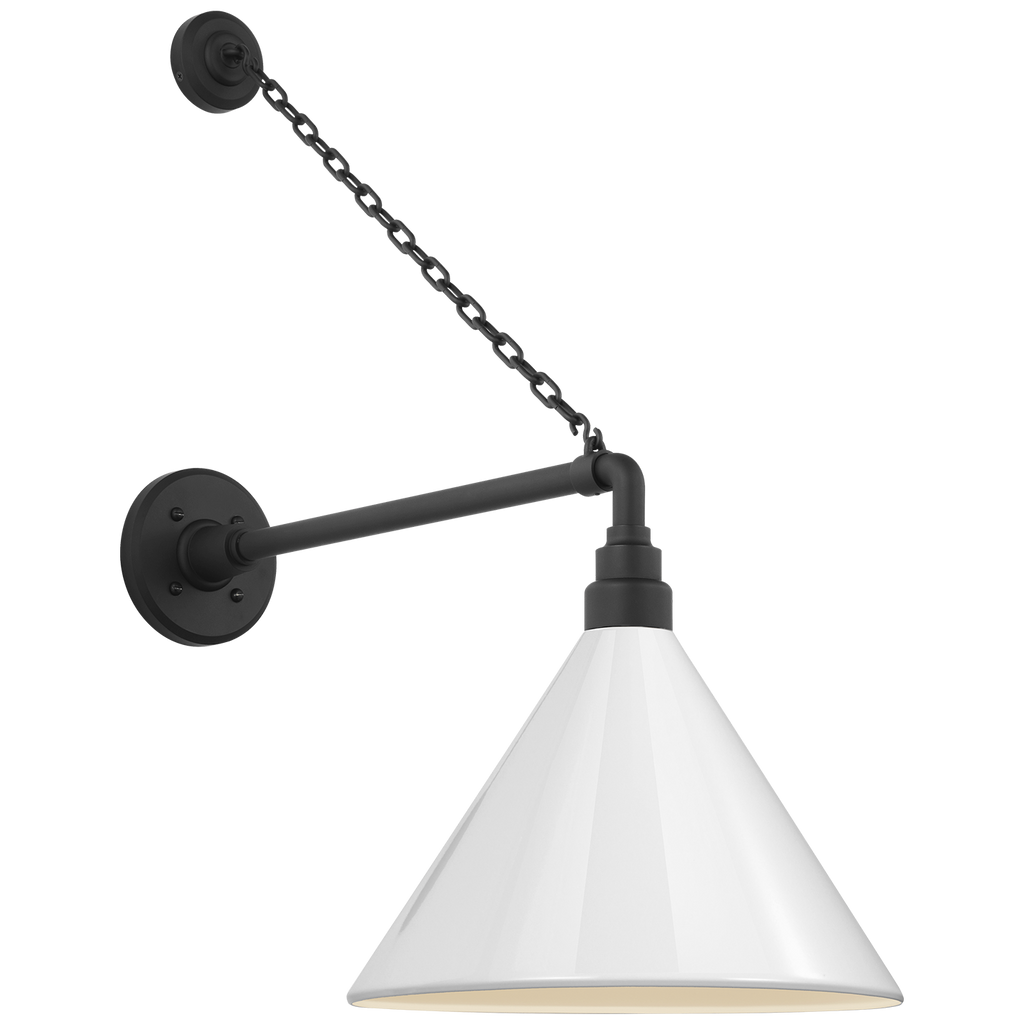 Academy 17.5" Anchored Mack Barn Light | Matte Black | 12.5 | 12.5" White Conical Savannah Shade