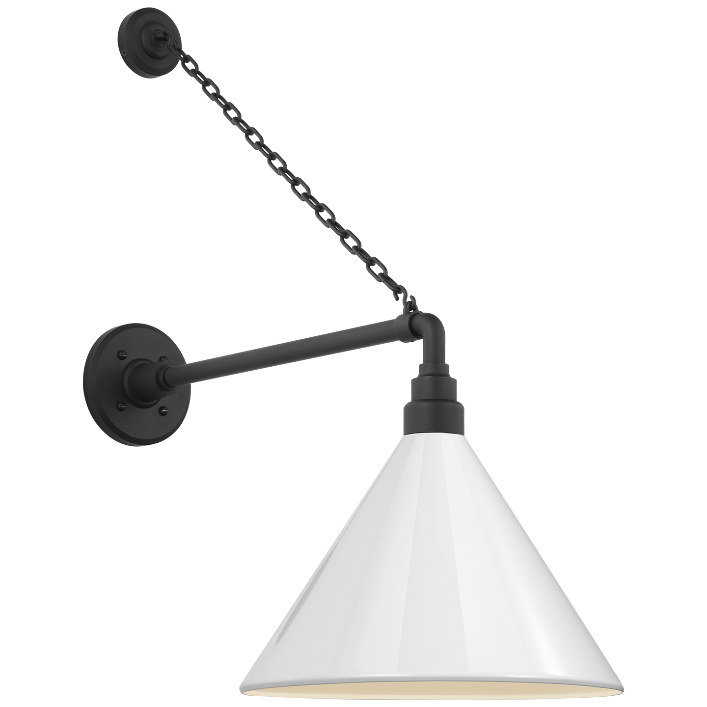 Academy 17.5" Anchored Mack Barn Light | Matte Black | 12.5 | 12.5" White Conical Savannah Shade