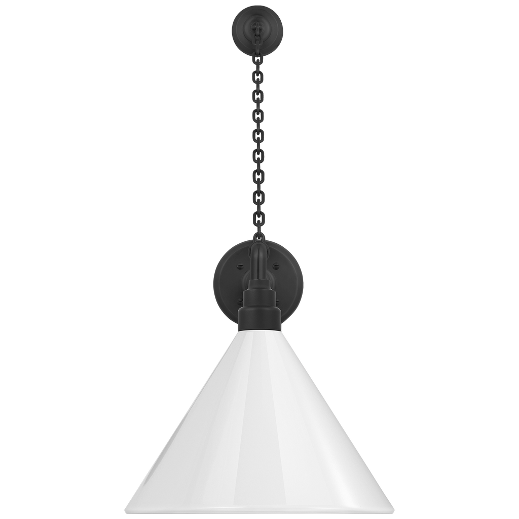 Academy 17.5" Anchored Mack Barn Light | Matte Black | 12.5 | 12.5" White Conical Savannah Shade