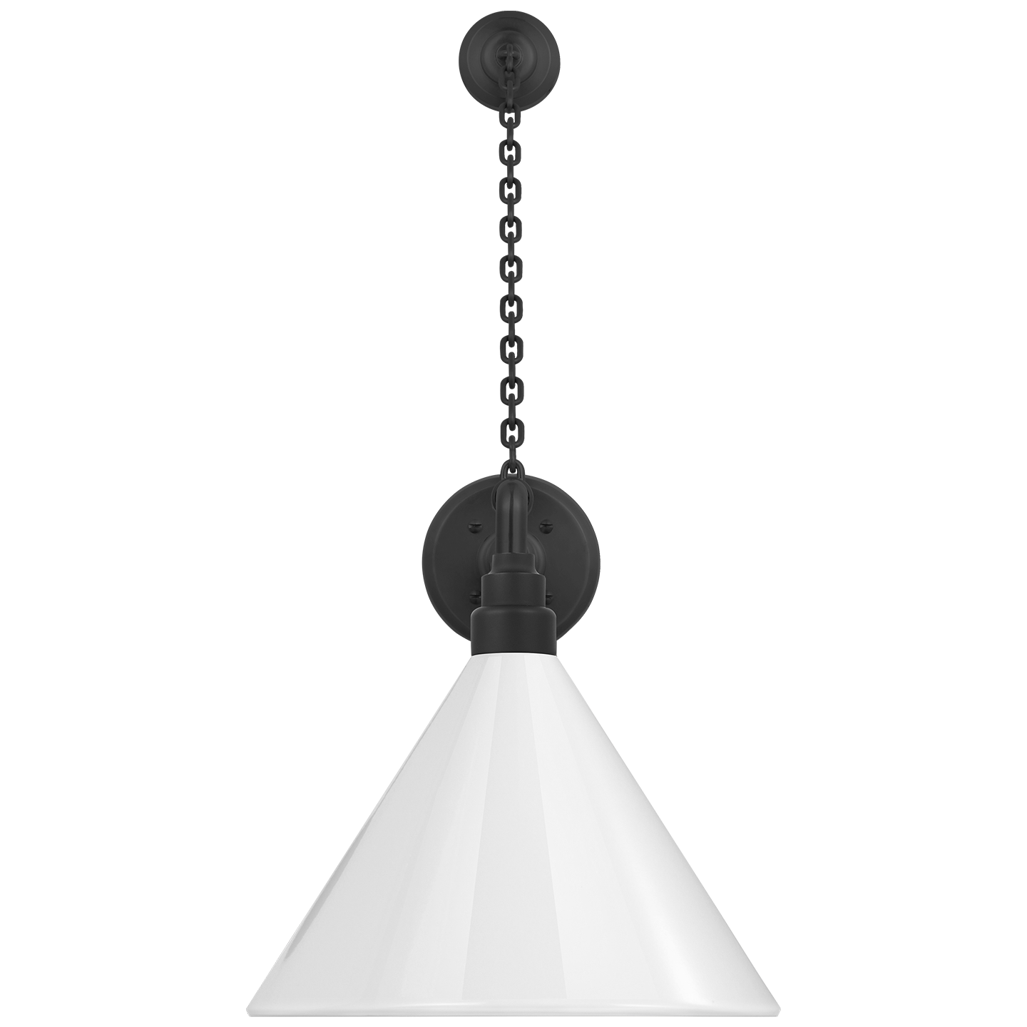 Academy 17.5" Anchored Mack Barn Light | Matte Black | 12.5 | 12.5" White Conical Savannah Shade