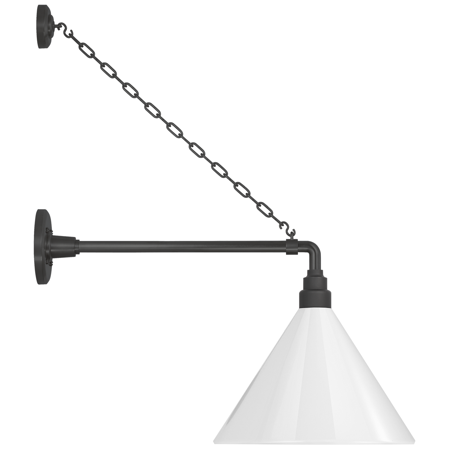 Academy 17.5" Anchored Mack Barn Light | Matte Black | 12.5 | 12.5" White Conical Savannah Shade