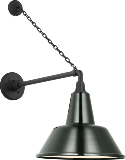 Academy 17.5" Anchored Mack Barn Light | Matte Black | 12.5 | 12.5" Green Bowers Shade