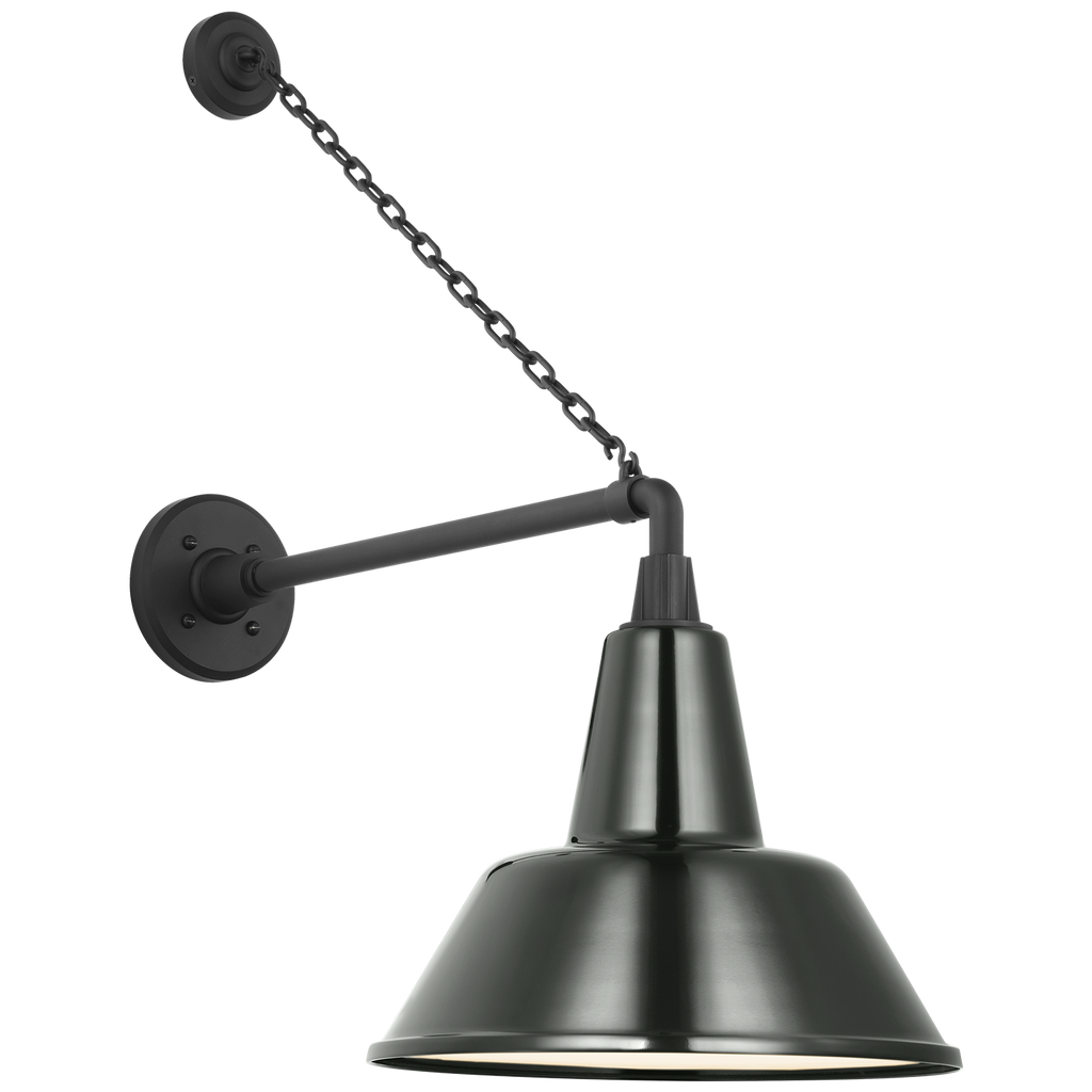 Academy 17.5" Anchored Mack Barn Light | Matte Black | 12.5 | 12.5" Green Bowers Shade