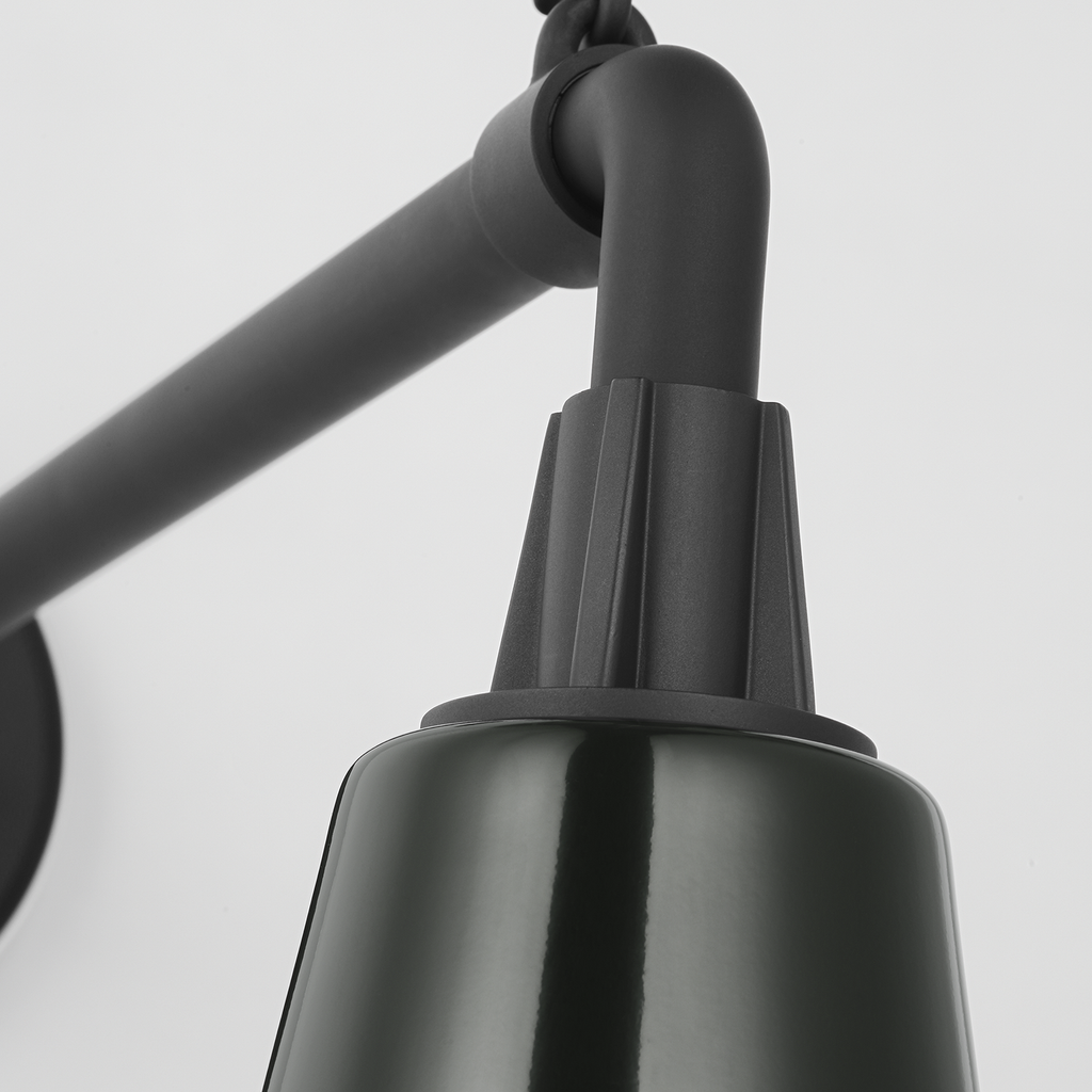 Academy 17.5" Anchored Mack Barn Light | Matte Black | 12.5 | 12.5" Green Bowers Shade