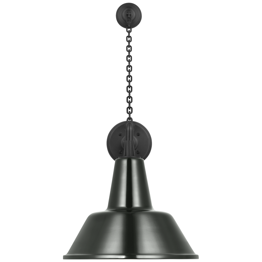 Academy 17.5" Anchored Mack Barn Light | Matte Black | 12.5 | 12.5" Green Bowers Shade