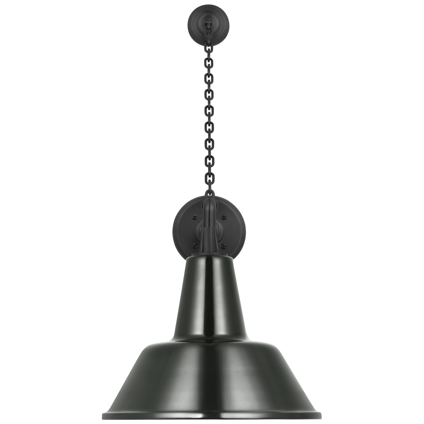 Academy 17.5" Anchored Mack Barn Light | Matte Black | 12.5 | 12.5" Green Bowers Shade