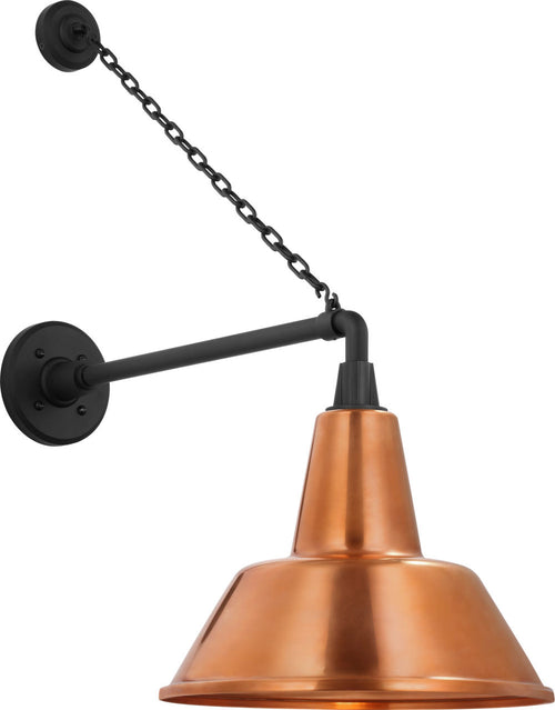 Academy 17.5" Anchored Mack Barn Light | Matte Black | 12.5 | 12.5" Soft Copper Bowers Shade
