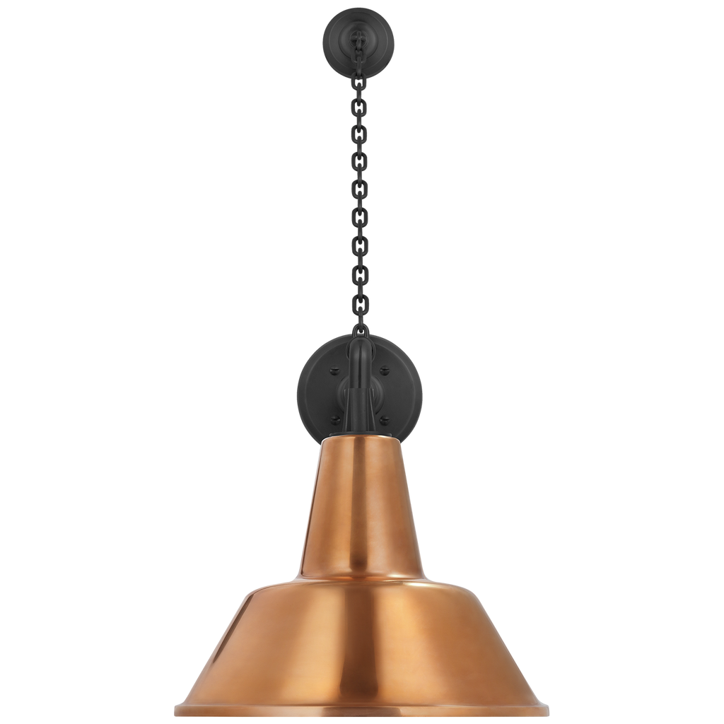 Academy 17.5" Anchored Mack Barn Light | Matte Black | 12.5 | 12.5" Soft Copper Bowers Shade