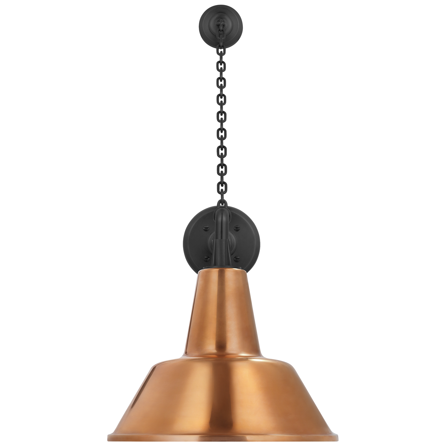 Academy 17.5" Anchored Mack Barn Light | Matte Black | 12.5 | 12.5" Soft Copper Bowers Shade