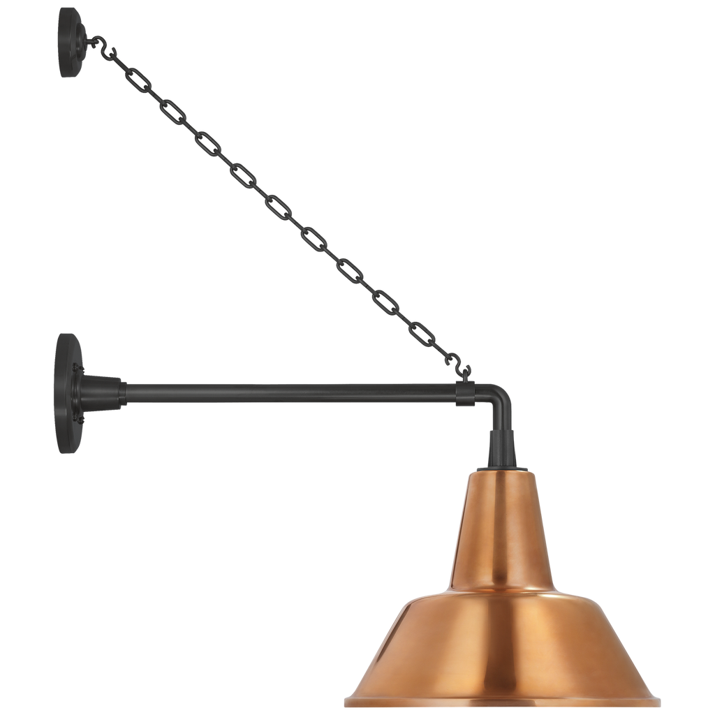 Academy 17.5" Anchored Mack Barn Light | Matte Black | 12.5 | 12.5" Soft Copper Bowers Shade