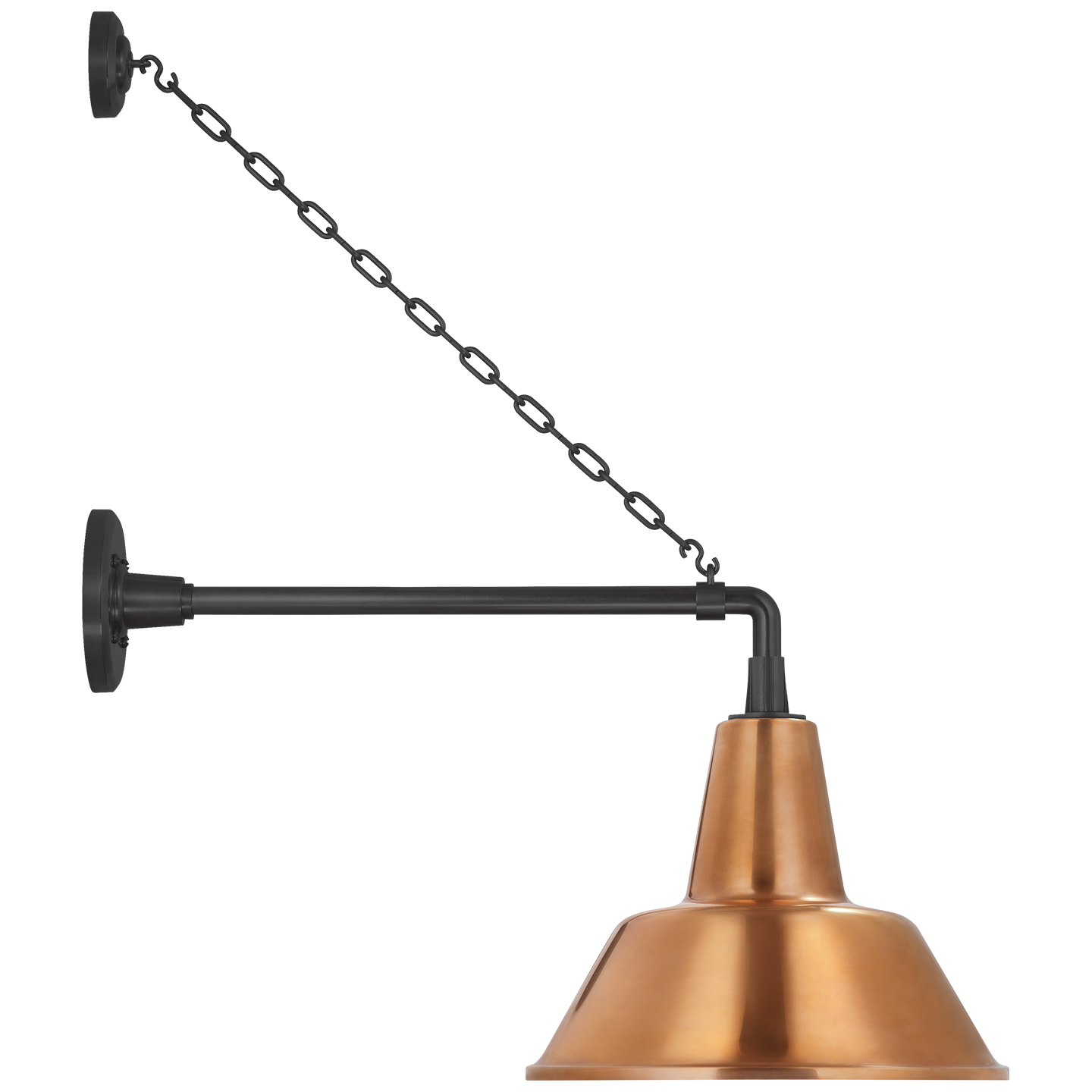 Academy 17.5" Anchored Mack Barn Light | Matte Black | 12.5 | 12.5" Soft Copper Bowers Shade