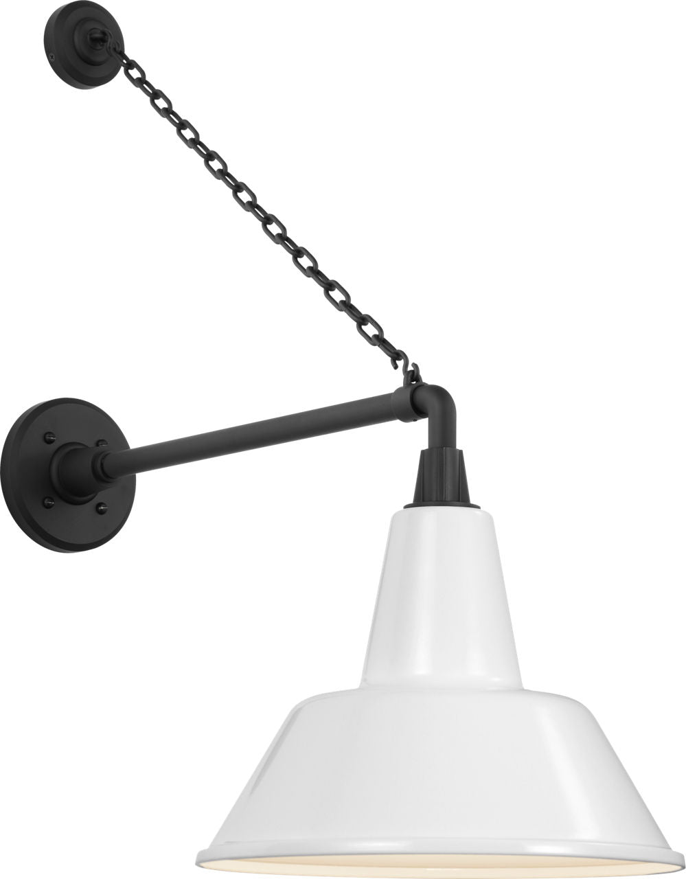 Academy 17.5" Anchored Mack Barn Light | Matte Black | 12.5 | 12.5" White Bowers Shade
