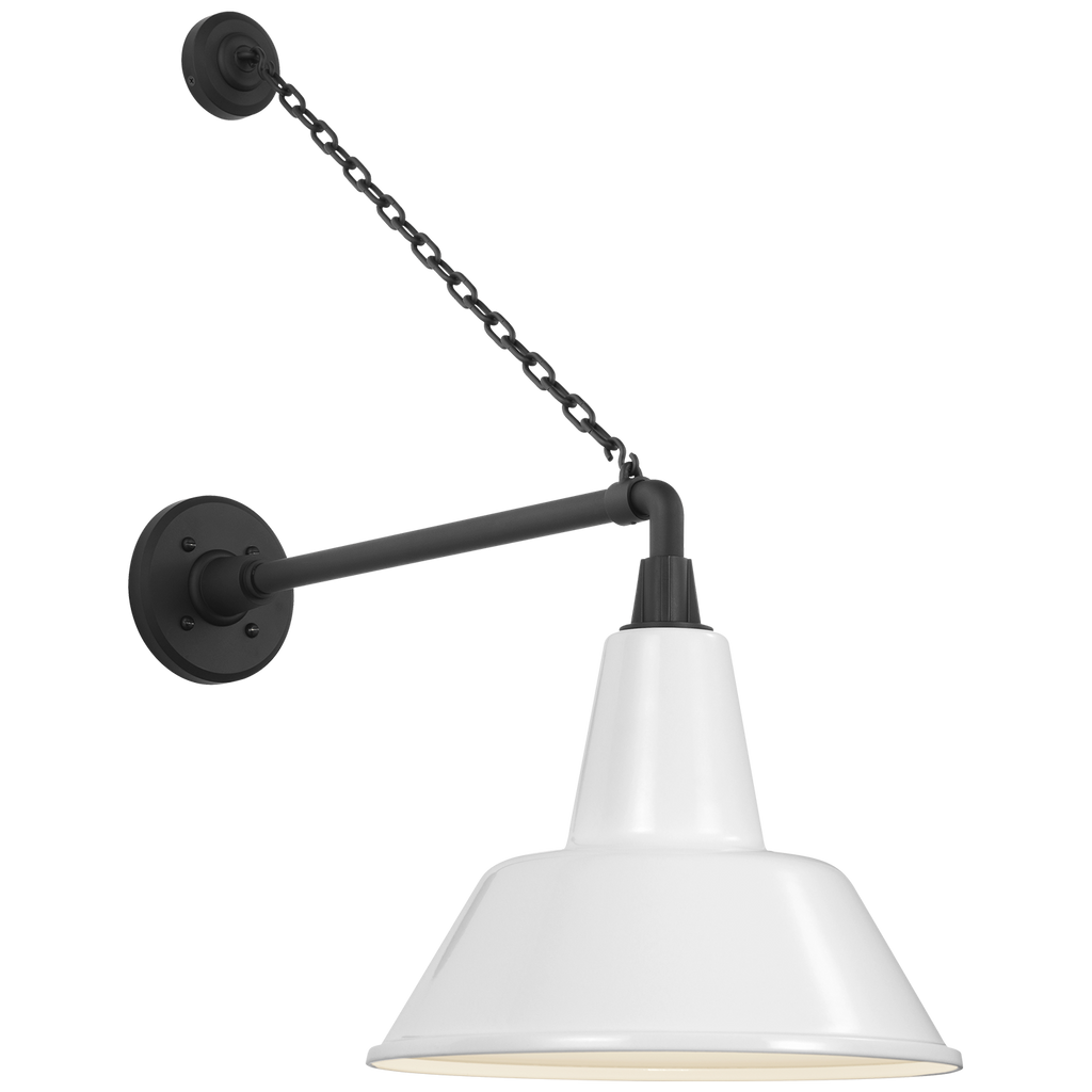 Academy 17.5" Anchored Mack Barn Light | Matte Black | 12.5 | 12.5" White Bowers Shade
