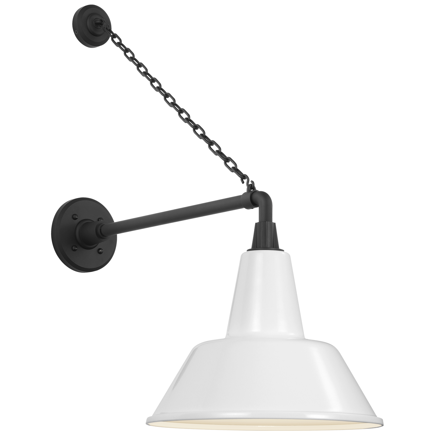 Academy 17.5" Anchored Mack Barn Light | Matte Black | 12.5 | 12.5" White Bowers Shade