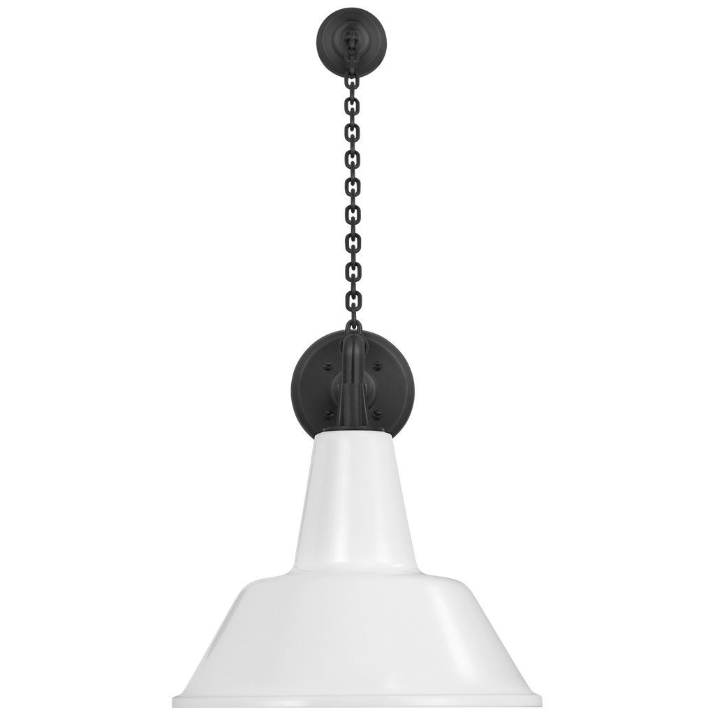 Academy 17.5" Anchored Mack Barn Light | Matte Black | 12.5 | 12.5" White Bowers Shade