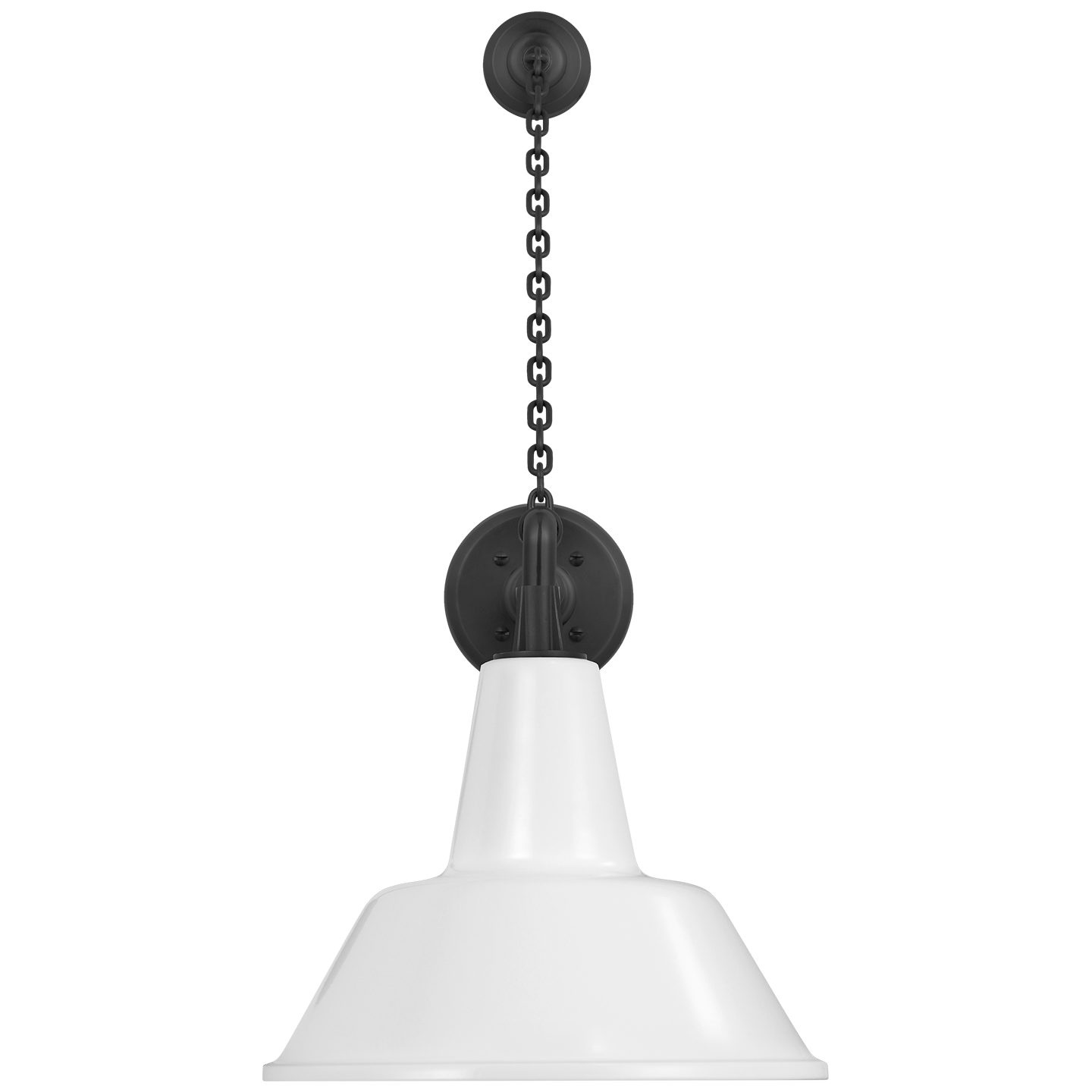 Academy 17.5" Anchored Mack Barn Light | Matte Black | 12.5 | 12.5" White Bowers Shade