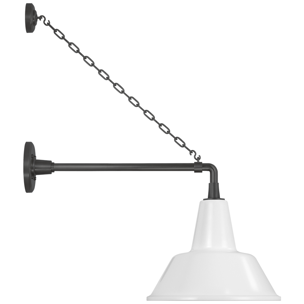 Academy 17.5" Anchored Mack Barn Light | Matte Black | 12.5 | 12.5" White Bowers Shade