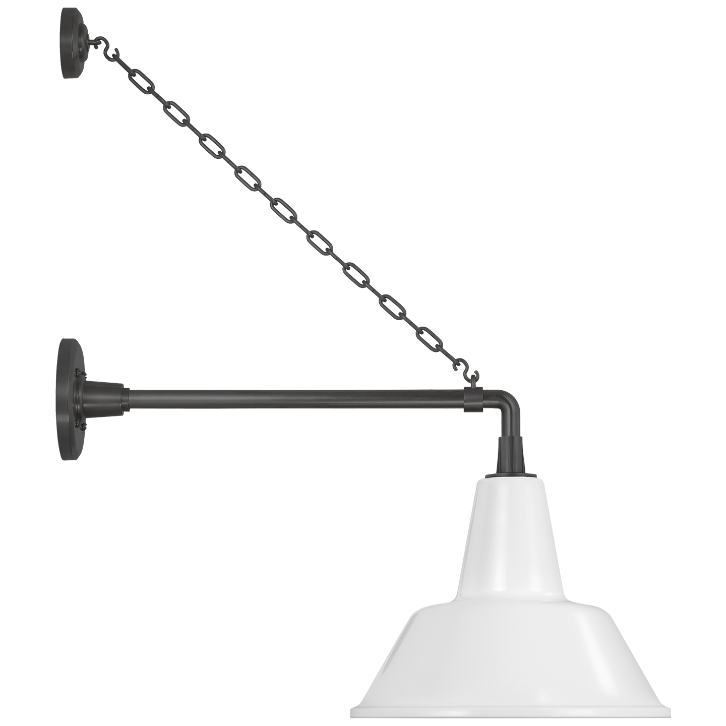 Academy 17.5" Anchored Mack Barn Light | Matte Black | 12.5 | 12.5" White Bowers Shade