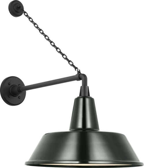 Academy 17.5" Anchored Mack Barn Light | Matte Black | 16 | 16" Green Bowers Shade