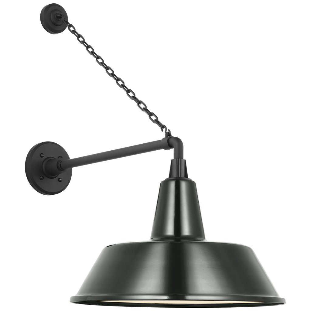 Academy 17.5" Anchored Mack Barn Light | Matte Black | 16 | 16" Green Bowers Shade