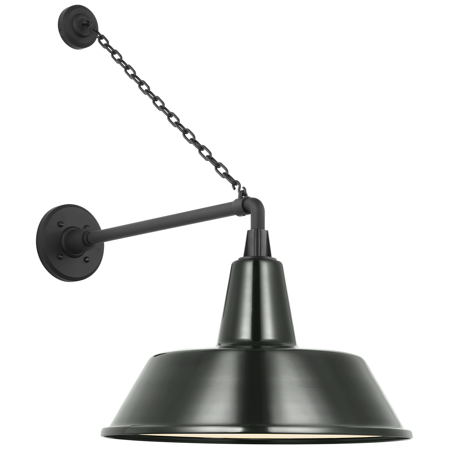 Academy 17.5" Anchored Mack Barn Light | Matte Black | 16 | 16" Green Bowers Shade