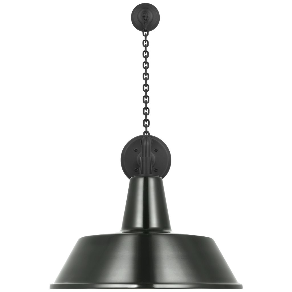 Academy 17.5" Anchored Mack Barn Light | Matte Black | 16 | 16" Green Bowers Shade