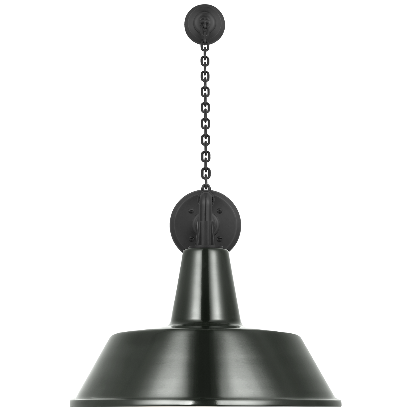 Academy 17.5" Anchored Mack Barn Light | Matte Black | 16 | 16" Green Bowers Shade