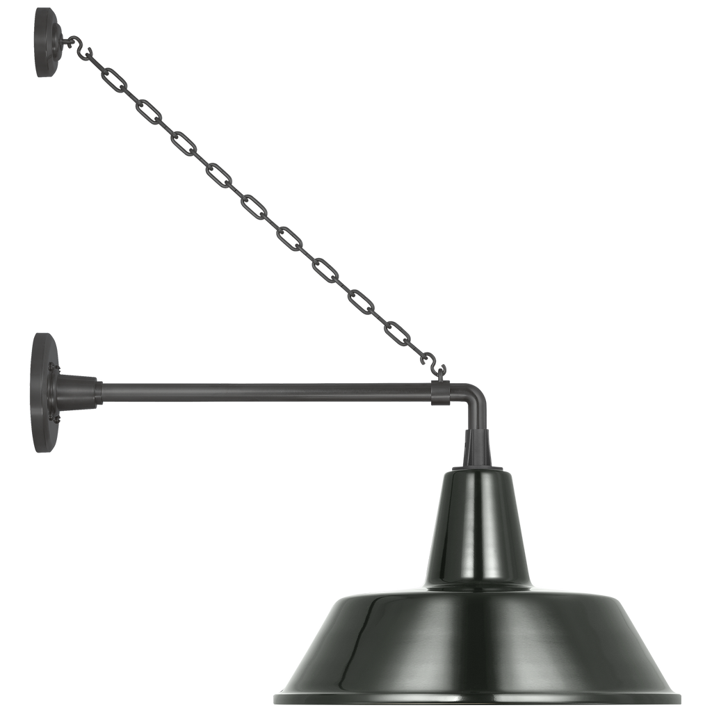 Academy 17.5" Anchored Mack Barn Light | Matte Black | 16 | 16" Green Bowers Shade