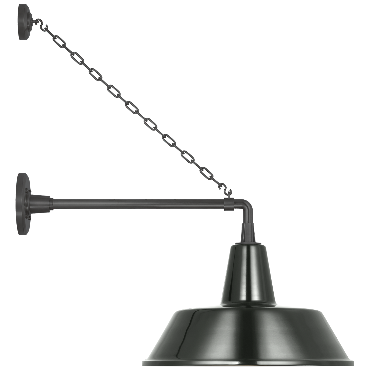 Academy 17.5" Anchored Mack Barn Light | Matte Black | 16 | 16" Green Bowers Shade