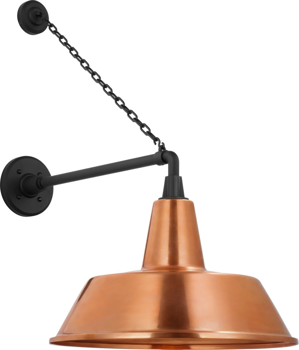 Academy 17.5" Anchored Mack Barn Light | Matte Black | 16 | 16" Soft Copper Bowers Shade