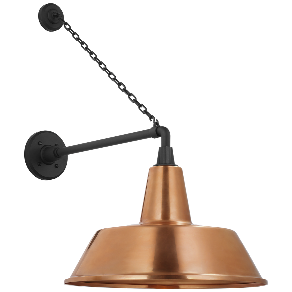 Academy 17.5" Anchored Mack Barn Light | Matte Black | 16 | 16" Soft Copper Bowers Shade