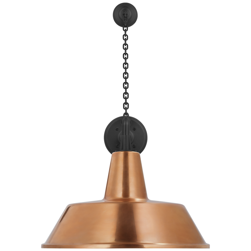 Academy 17.5" Anchored Mack Barn Light | Matte Black | 16 | 16" Soft Copper Bowers Shade