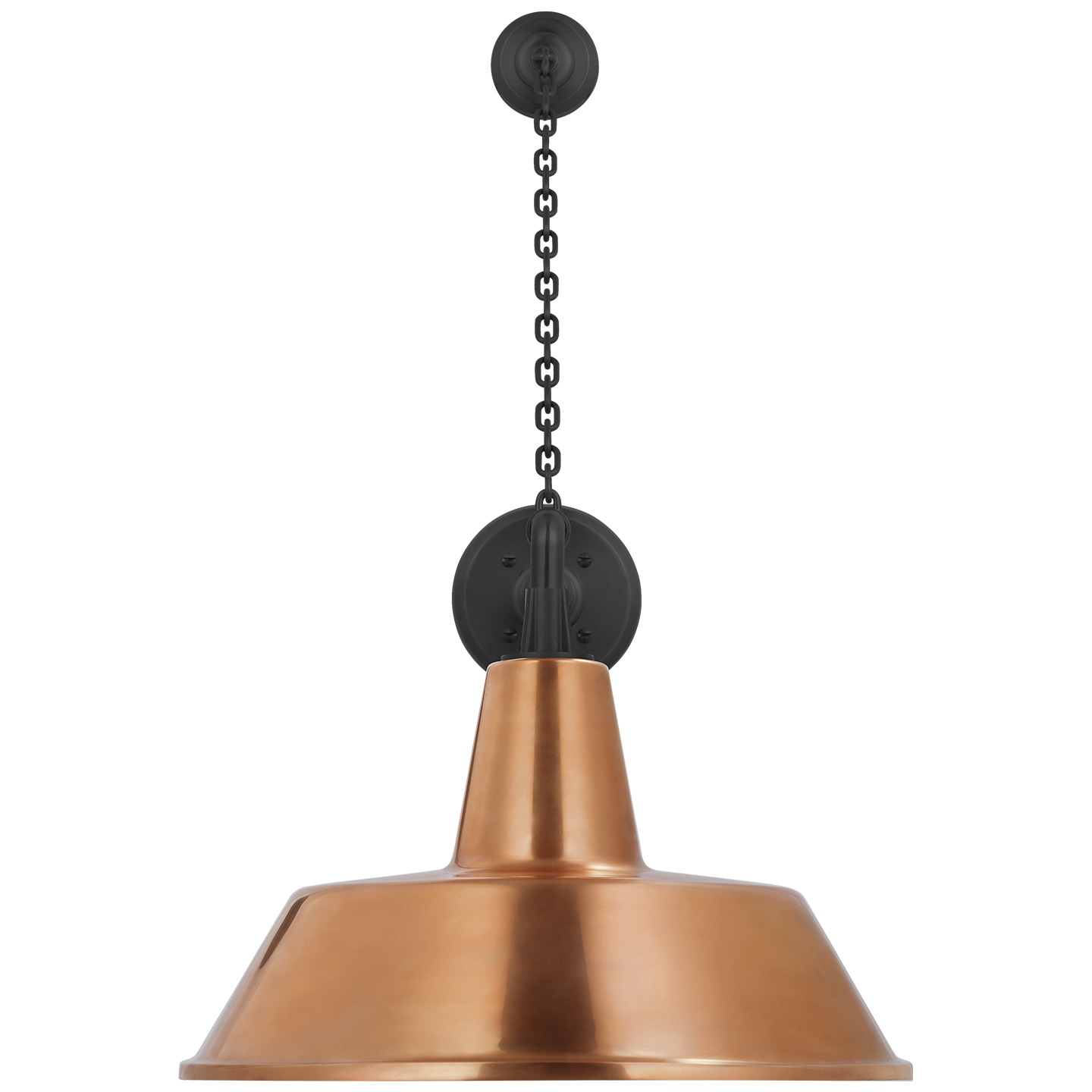Academy 17.5" Anchored Mack Barn Light | Matte Black | 16 | 16" Soft Copper Bowers Shade