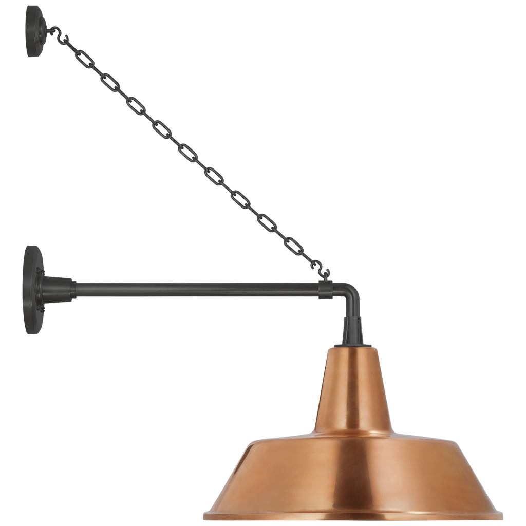 Academy 17.5" Anchored Mack Barn Light | Matte Black | 16 | 16" Soft Copper Bowers Shade
